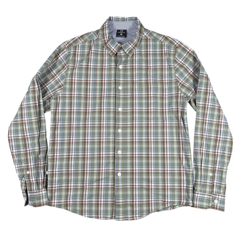 SCOTTeVEST Button Down Shirt Mens M Short Sleeve Plaid Performance Stretch